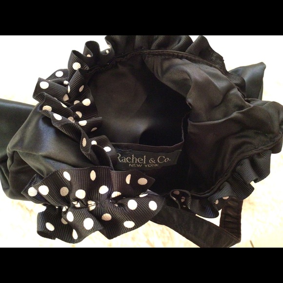 Rachel & Co. New York Black Satin Tote with Polka Dot Trim - Picture 5 of 5